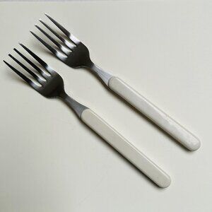 Picnic Time Flatware Silverware White Handle Stainless Steel Dining 2 Piece Fork